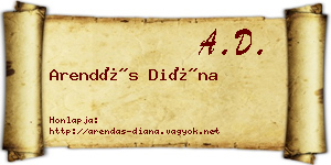 Arendás Diána névjegykártya